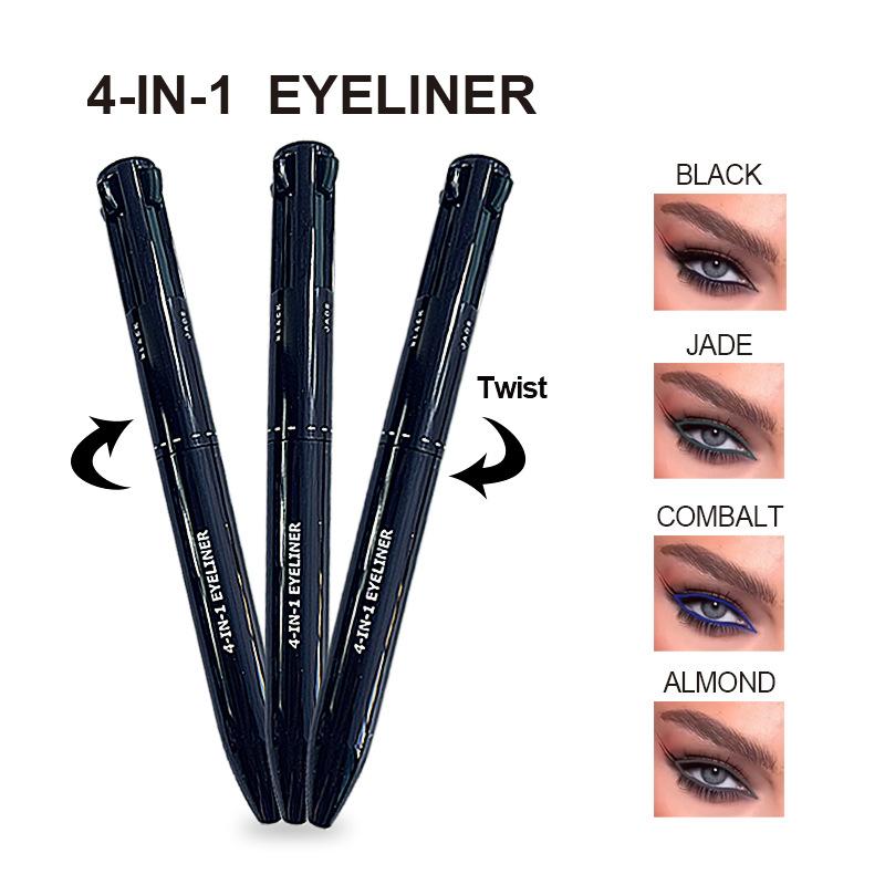 Multi-effect 4-in -1 Eyeliner Vegetarian Cruelty-free Black Waterproof Cream 4 Color Eyeliner Multifunctional Eyeliner