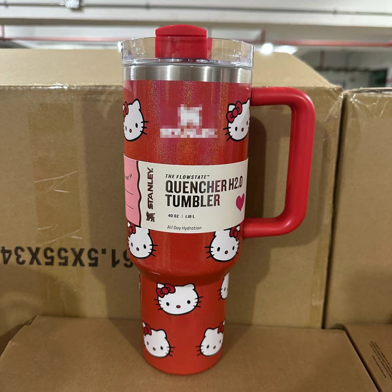 40 Oz KT Cat Print Tumbler Cartoon Water Cup Straw 304 Stainless Steel Double Wall Vacuum Insulated Logo Coffee Travel