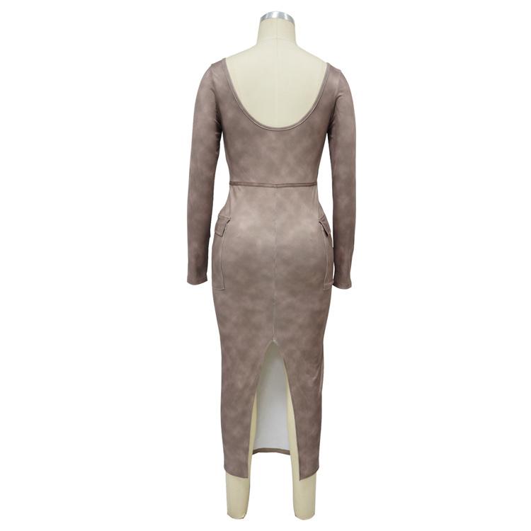 M0648-wholesale Long Sleeve Women's New 2023 Tights Club Dress With Pockets