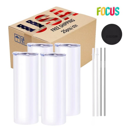 American Warehouse Car Cup Mug Stock Tumbler Sublimation Blank Stainless Steel Straight Insulated 20 Oz Tumbler With Lid And Straw
