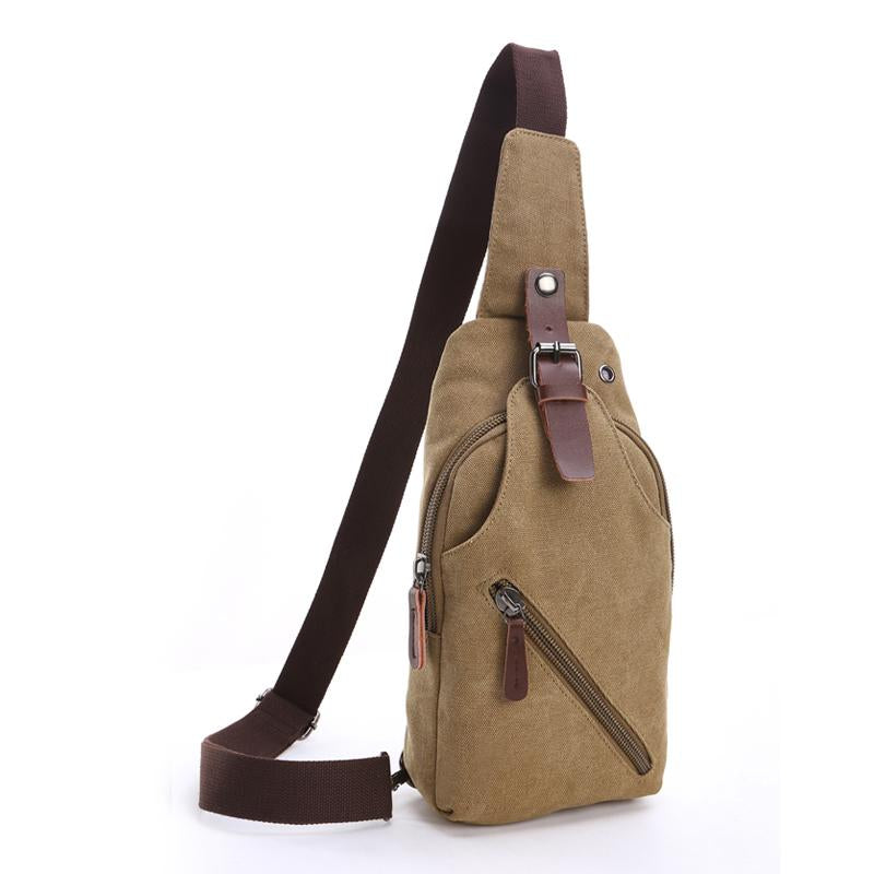 Zuo Lunduo Fashion Solid Color Men's Chest Bag Crossbody Bag Canvas Leather Chest Bag