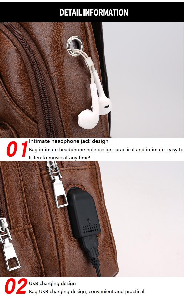 Wholesale Customizable Leather Men's Crossbody Bag Outdoor Shoulder Bag Multifunctional Chest Bag Men's Casual Sling Travel