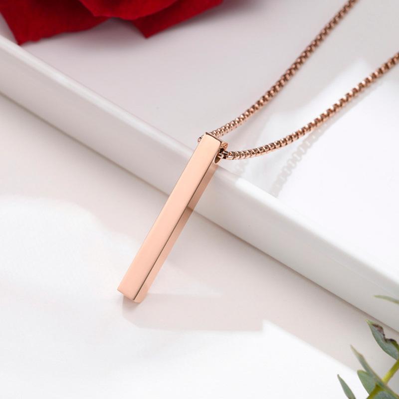 Stainless Steel Plain Vertical Rod Pendant Necklace Hot Sale Custom Carved Blank Rod Pendant Necklace