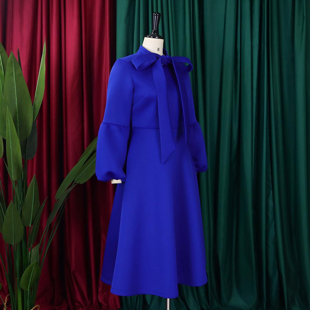 New Women's Elegant Elegant Women's Puff Cuff Large Skirt High Waist Women's Office Dress
