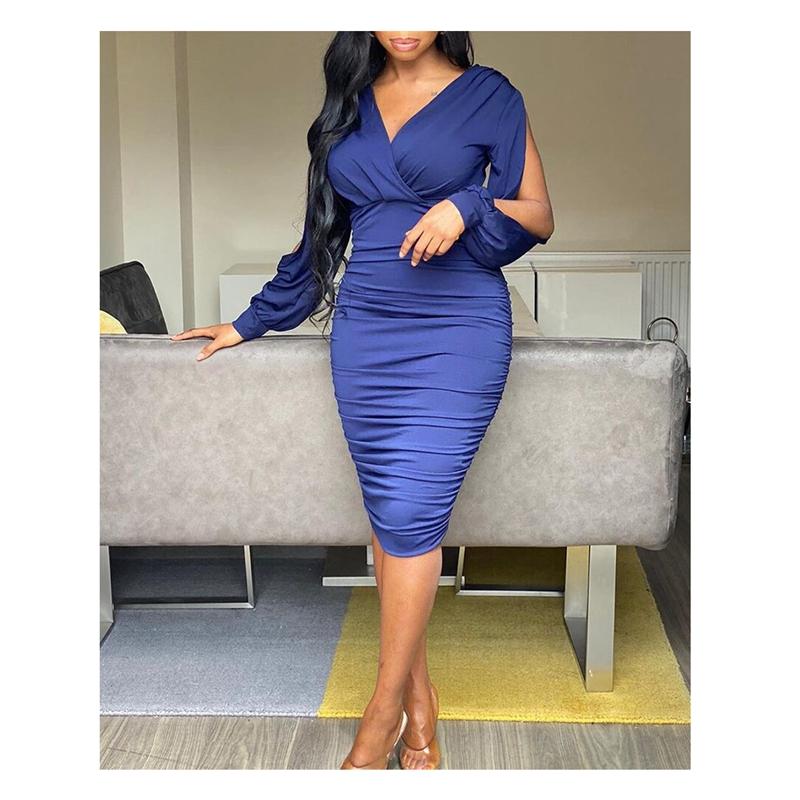 Multi Size Custom Hip Fit Dress Xs S M L Xl 2xl 3xl Long Dress Women Office Long Sleeve Dress