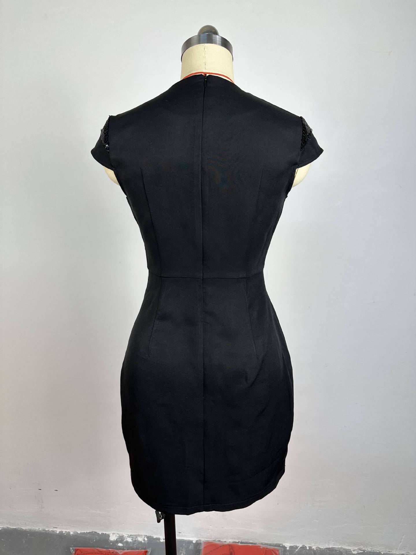 HK7206 Women's Clothing Women's Dress Women's Summer Temperament Sequins Slim Fit Hip Small Black Women's Casual Dress