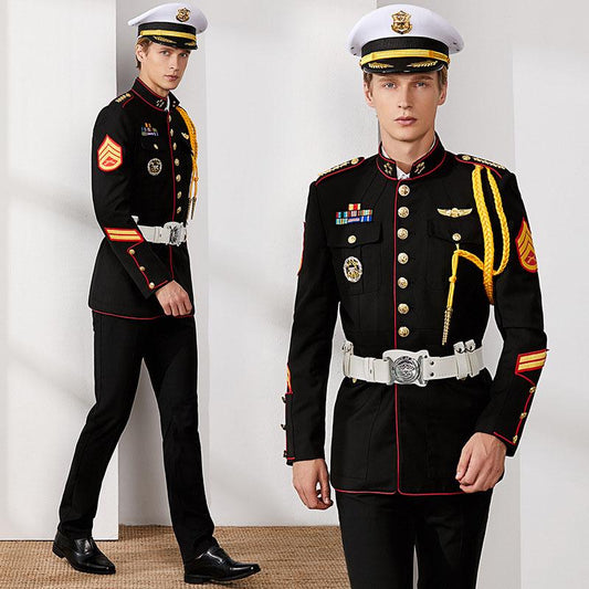 High Quality Fashion Custom Winter Black Airport Hotel Work Wear Royal Security Uniform Men