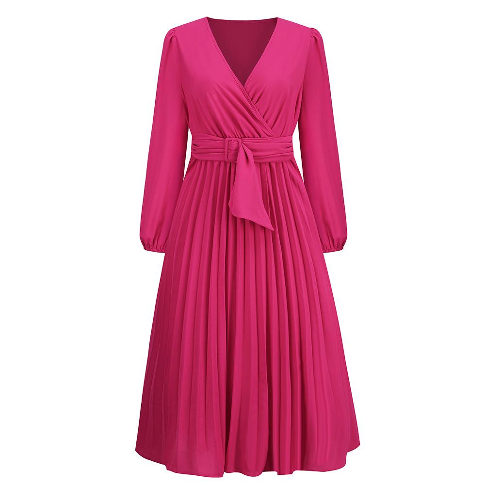 Wholesale Casual Clothing Dress Autumn And Winter Women Ladies Elegant Long Sleeve Drawstring Dress Evening Dress