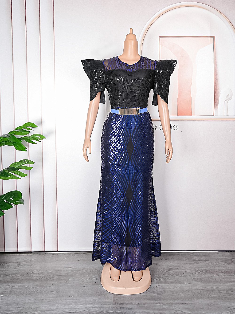 European And American 2024 New Year's Eve New Arrival Sequin Christmas Party Evening Dress African Women's Dress Plus Size Dress