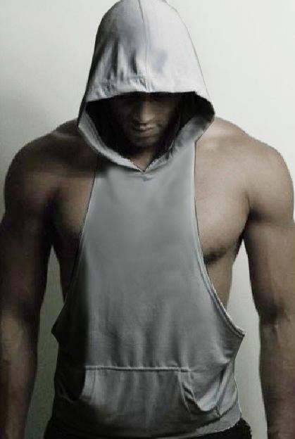 Free Label Free Card Printing Custom Printed Muscle Men Cotton Vest Fitness Hooded Vest Training Vest