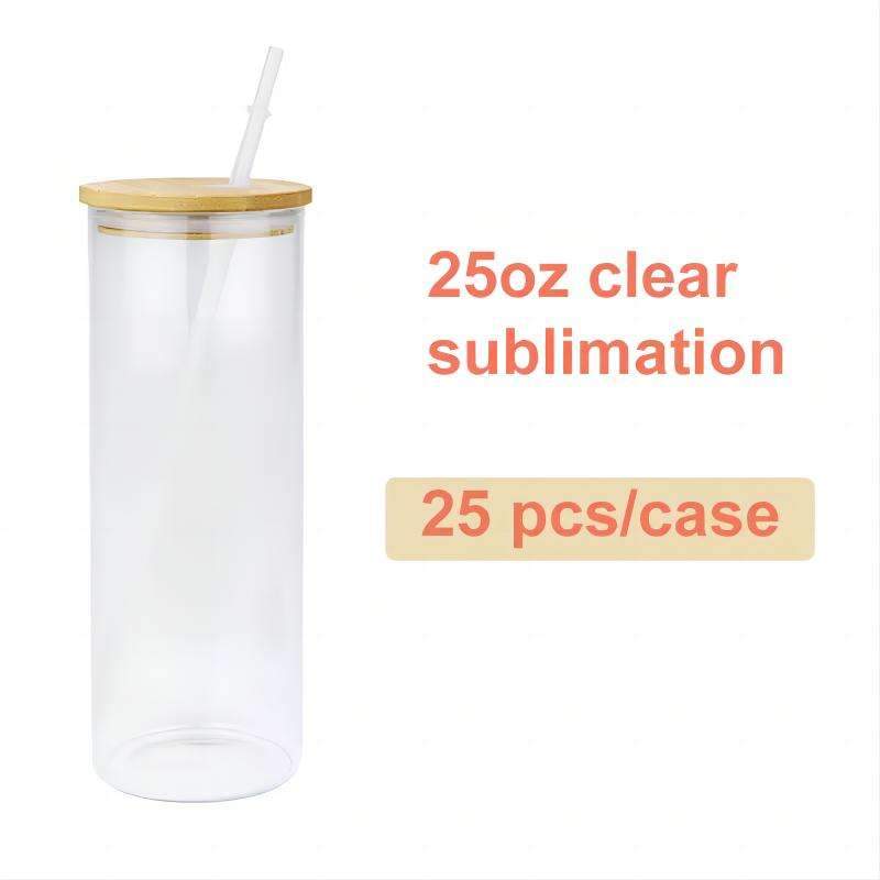 US Warehouse Stock 12 Oz 16 Oz Clear Frosted Sublimation Blank Glass Mason Can Beer Can Glass With Bamboo Lid And Straw