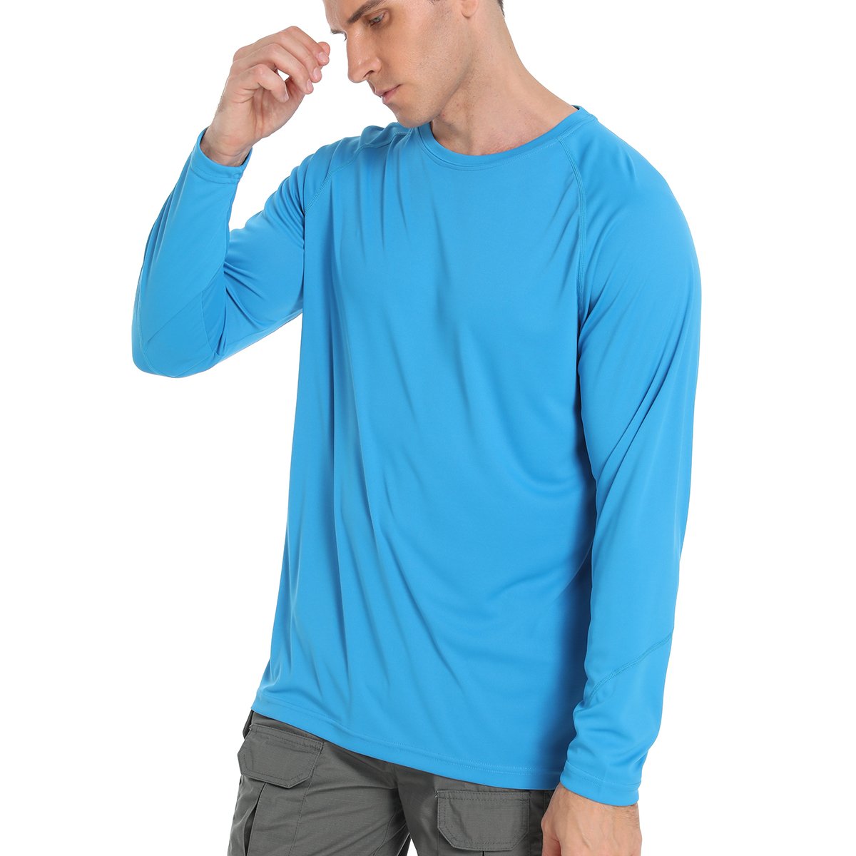 US Size In Stock Blank Wicking Breathable Upf50 Men's Performance Long Sleeve Fishing Shirt