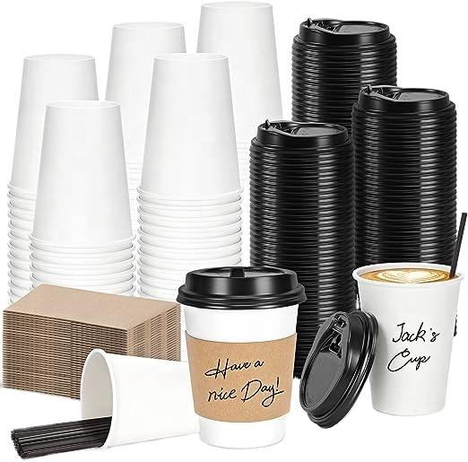 Custom Logo Printing Disposable 8 Oz 10 Oz 14 Oz 16 Oz 22 Oz Double Wall Coffee Paper Cup With Lid