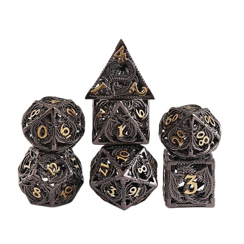 Custom Dice Maker D100 D20 Edge 1000 Big Side Dice Black Polyhedral Hollow Metal Board Game Pack Dice Suit