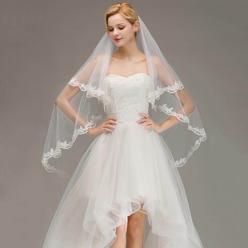 Double Bridal Veil Soft Tulle Bridal Simple Short Wedding Veil With Comb