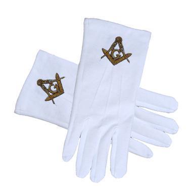 Formal Cotton Gloves Embroidered Masonic Gloves