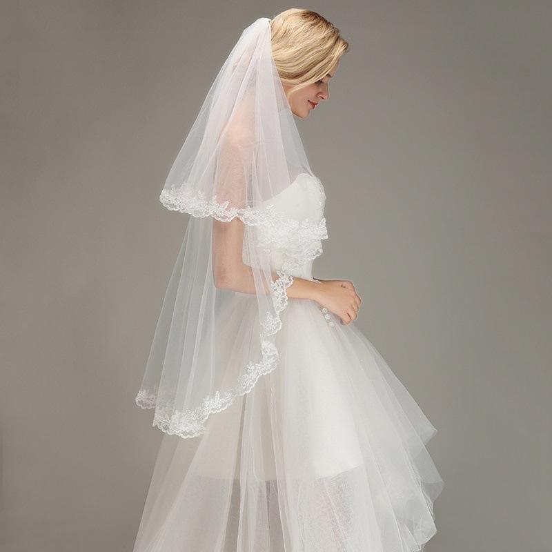 Double Bridal Veil Soft Tulle Bridal Simple Short Wedding Veil With Comb