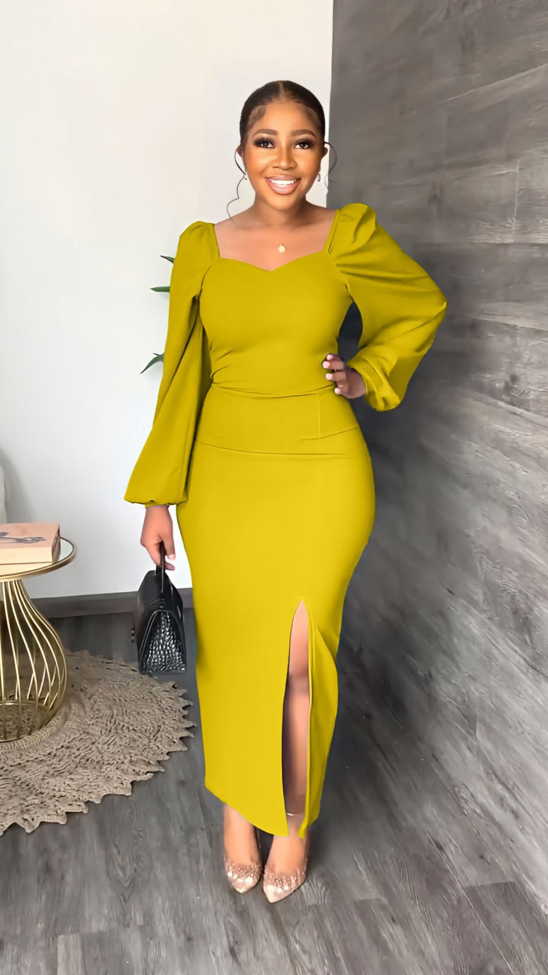 Ladies Office Dress Design Black Dress Elegant Women Split Casual Blank Wholesale Dress