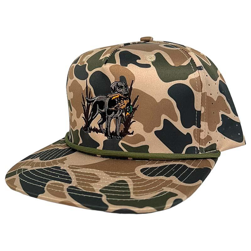 OEM Blank Retro Duck Camouflage Hat Men's Hunting Snapshot Flat Bill Hat Camouflage Trucker Cap Sunshade Hat Rope Snapshot Cap D107