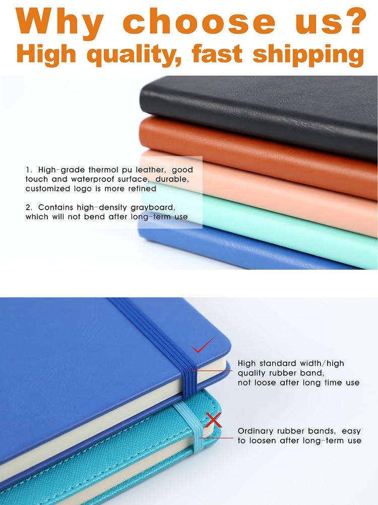 High Quality Business Office Lining Personalized Printing Notebook PU Leather Customized A5 Hardcover Journal Notebook With Logo