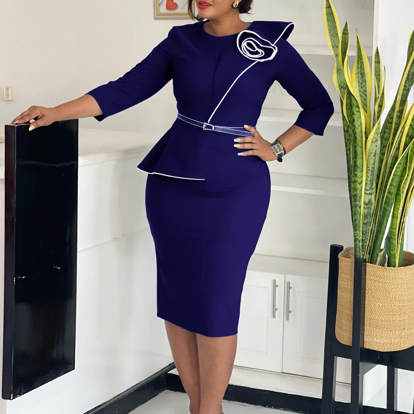 2025 Latest Design Spring Women's Casual Elegant O Collar Long Sleeve Office Women's African Women's Clothing