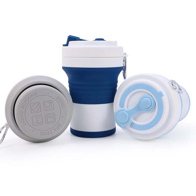 Customized Portable Eco Foldable 16 Oz 350 Ml 450 Ml 500 Ml 550 Ml Outdoor Travel Reusable Silicone Foldable Foldable Coffee Cup Mug