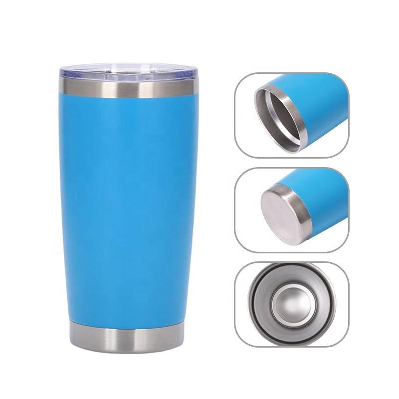 Custom 20 Oz Tumbler Cup With Powder Coated Color Double Wall Stainless Steel 20 Oz Coffee Tumbler With Lid And Straw