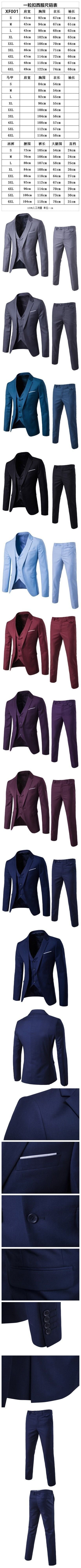 New Trendy Men's Three-Piece Jacket Vest Trousers Slim-Fit Suit Groom Best Man Wedding Dress Casual Suit Men's Suit Jacket Slim-Fit