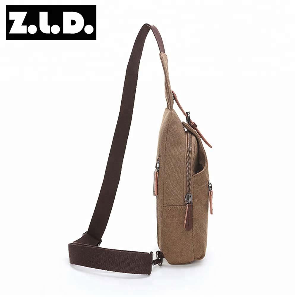 Zuo Lunduo Fashion Solid Color Men's Chest Bag Crossbody Bag Canvas Leather Chest Bag