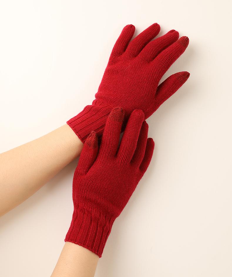 Custom Knitted Cashmere Gloves Factory Wholesale Winter Plain Touch Screen Warm Men's Full Finger Gloves