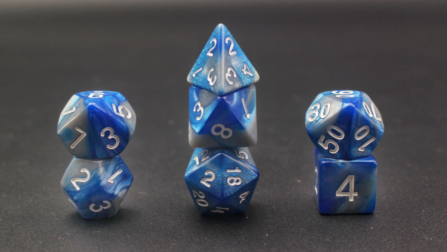 Purple And Blue Swirl Mixed Color Polyhedron DND RPG Board Game Dice Suit