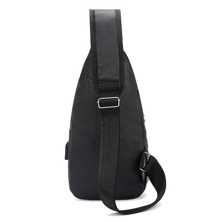 2024 New Men's Leather Chest Bag With Multi-functional USB Fashion Leisure Sports Shoulder Bag Factory Direct -30*15