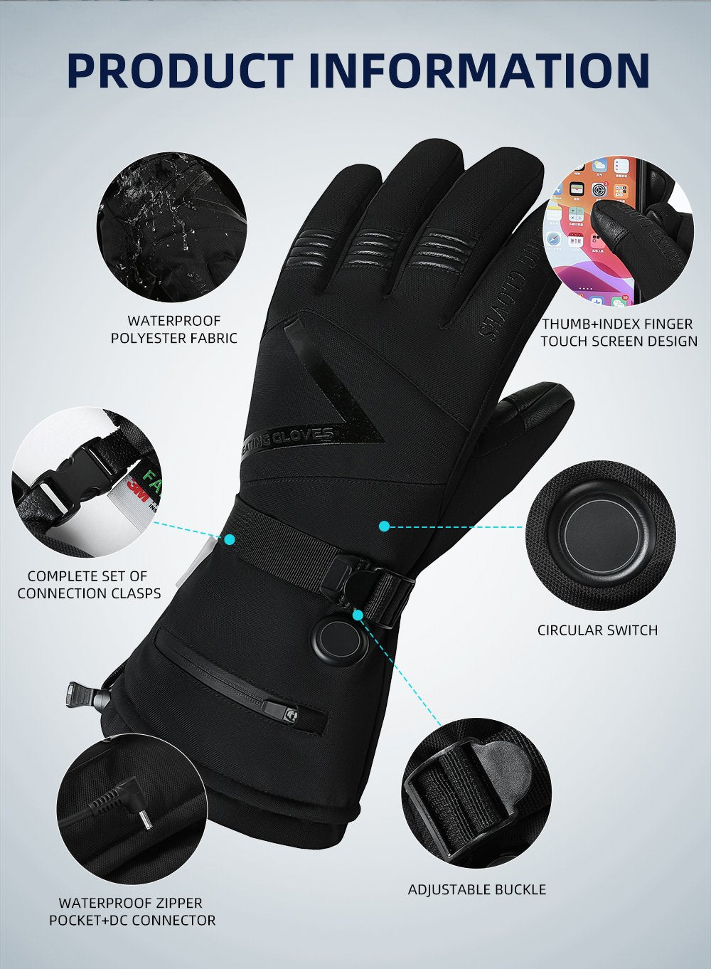 2023 New Goat Leather Outdoor Warm Gloves Electric Heating Gloves Usb Heating Gloves Rechargeable Men And Women