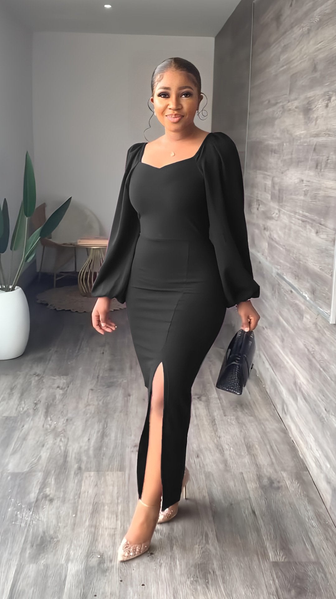 Wholesale Women Elegant Long Sleeve Midi Women