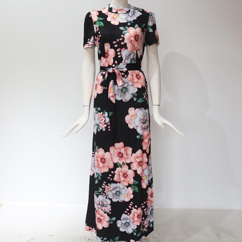 Modern Fashion Women Clothing Women Flower Print Long Dress