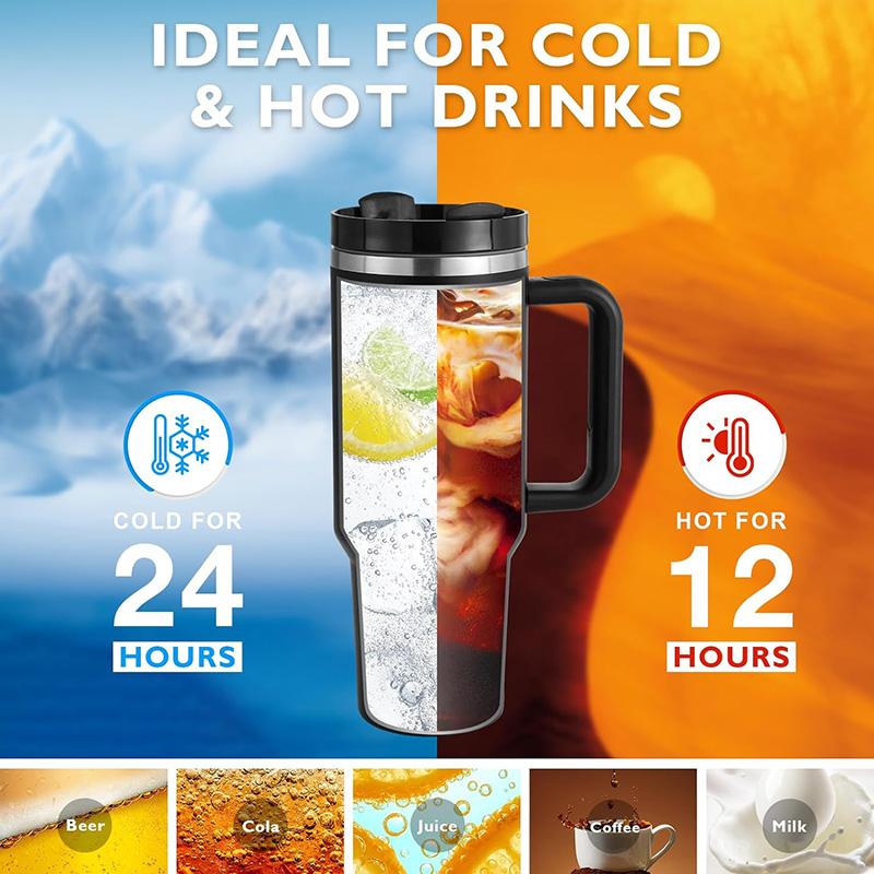 XDH713 Customizable Logo 40 Oz Stainless Steel Vacuum Metal Mug With Handle Promotional Custom Adventure Travel Coffee Mug