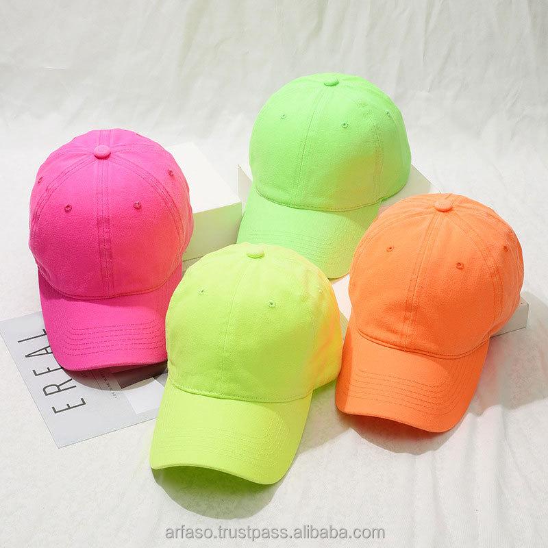 Unisex Cotton Baseball Cap Korean Fluorescent Green Pink Spring And Autumn Sports Cap Sun Hat Hip Hop Hat Wholesale