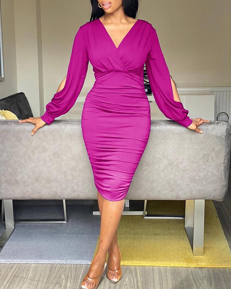 Multi Size Custom Hip Fit Dress Xs S M L Xl 2xl 3xl Long Dress Women Office Long Sleeve Dress