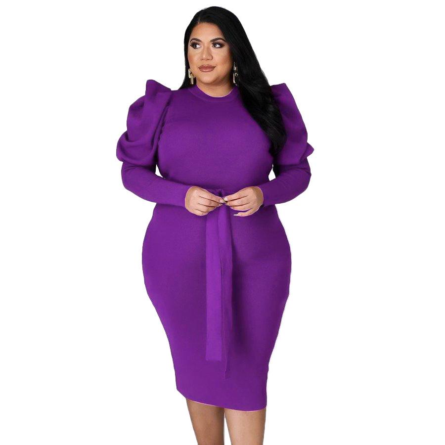 2021 Women's Long Sleeve Casual Tights Plus Size Dress Women's Clothing Plus Size Women's Dress