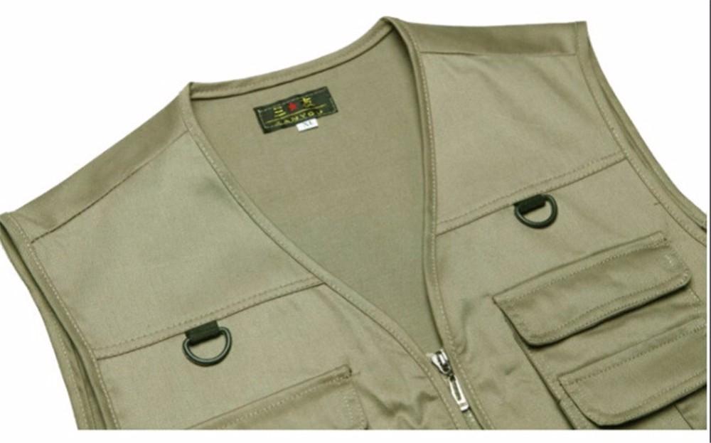 Custom Logo Reporter Travel Fishing Hunting Cotton Sleeveless Multi-Pocket Work Vest Men's Active Wear Outdoor Vest