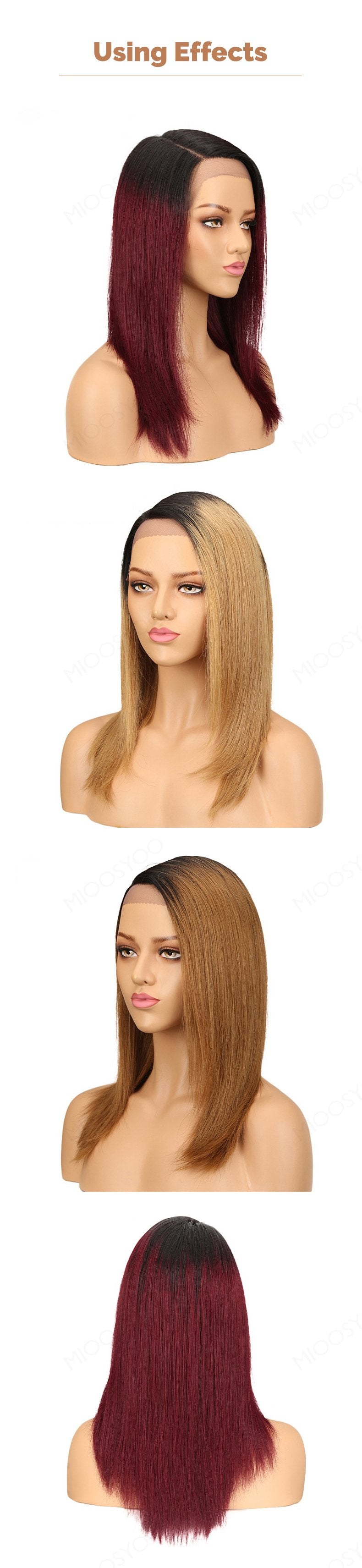 Human Hair Gradient Human Hair Long Straight Hair Women Full Head Suit Recommend
