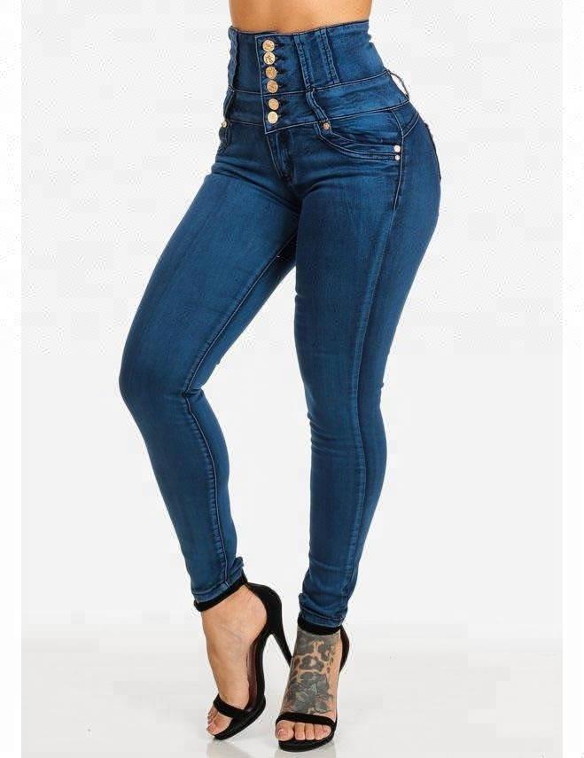 Royal Wolf Jeans Manufacturer Blue Vintage High Waist Hip Tight Colombian Jeans Colombian Levanta Coke
