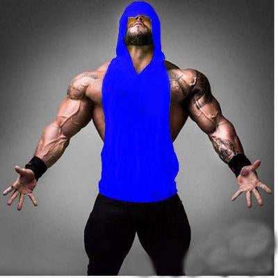 Free Label Free Card Printing Custom Printed Muscle Men Cotton Vest Fitness Hooded Vest Training Vest