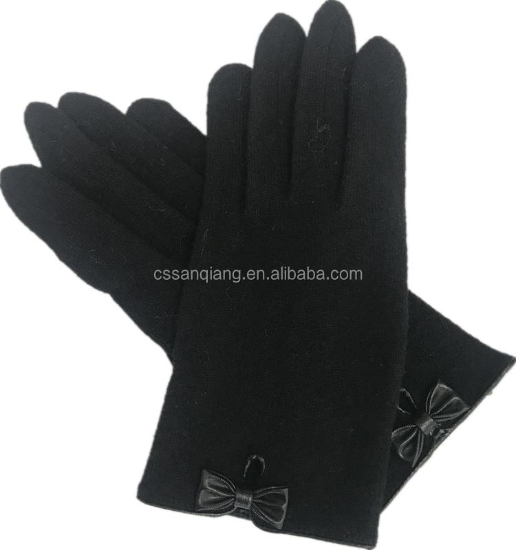 Custom Islamic Ladies Black Winter Warm Wool Hand Muslim Gloves