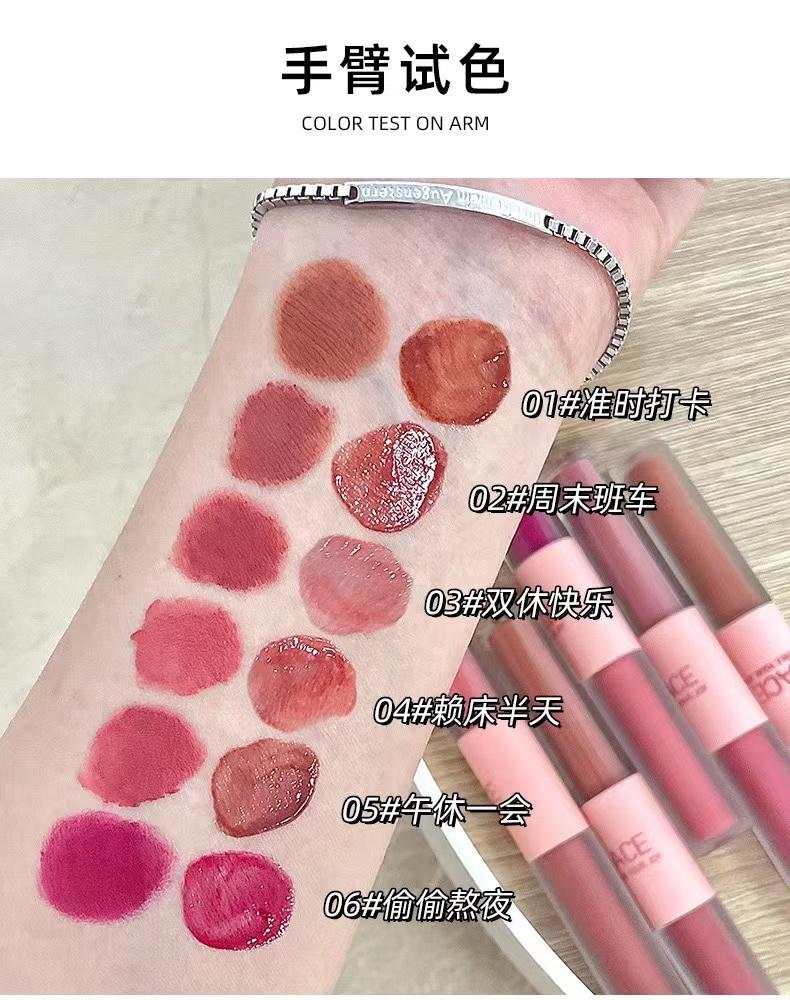 Double Lip Gloss Same Color Matte Gloss Velvet Sexy Red Liquid Lipstick Lip Gloss Lasting Lip Glaze Makeup
