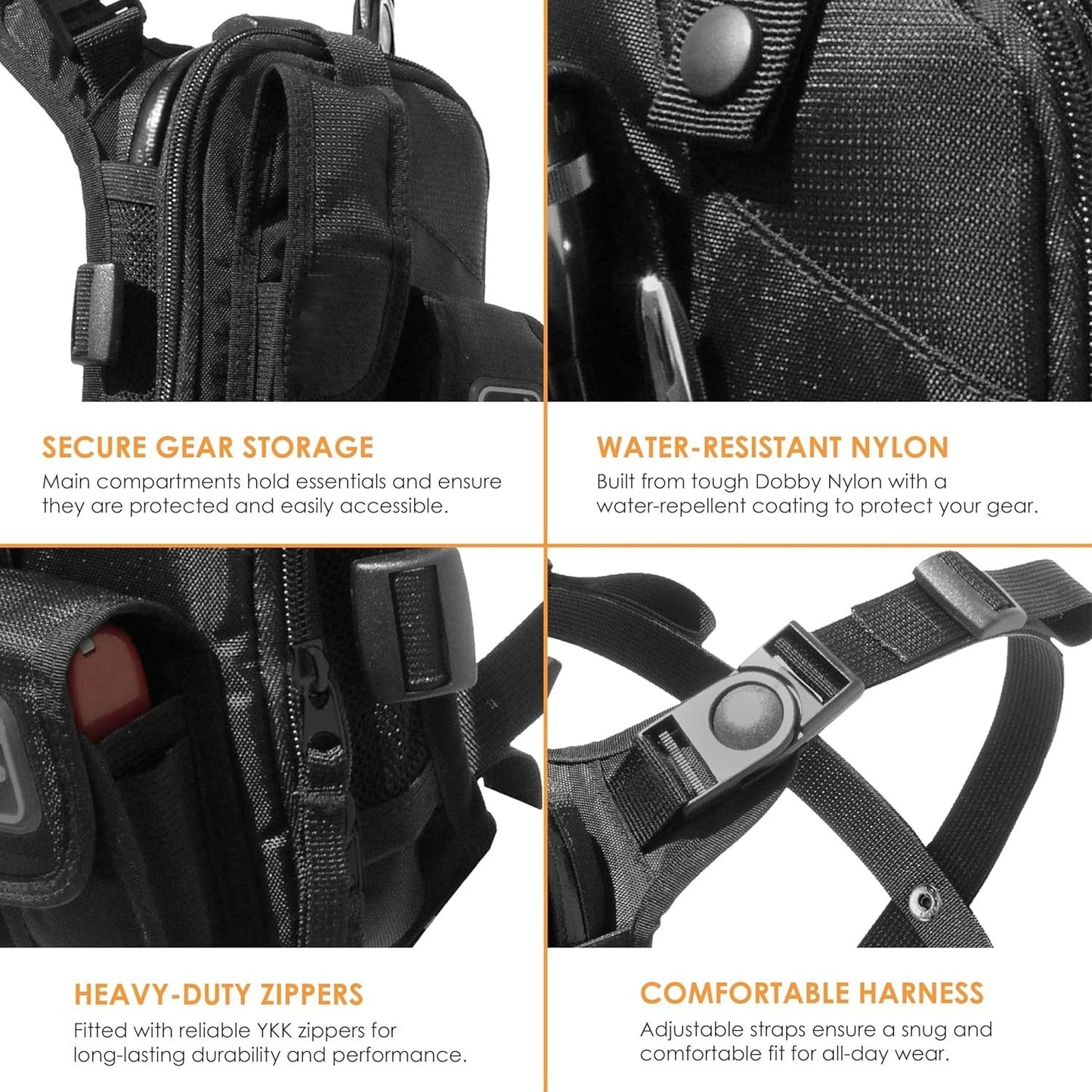 Custom Waterproof Tool Shoulder Bag Vest Backpack Travel Multi-configuration Men's Tactical Chest Bag