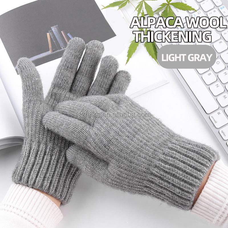 New Knitted Wool Gloves Cycling Outdoor Touch Screen Alpaca Warm Thick Winter Jacquard Ladies Hand Gloves