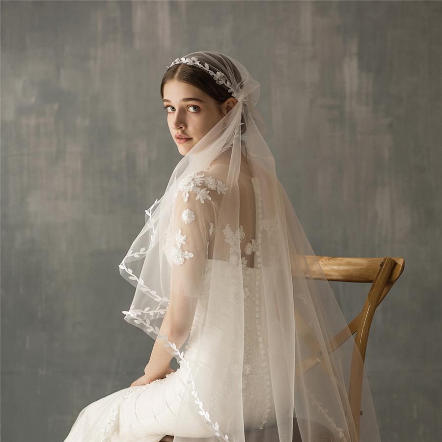 New Beauty V637 Delicate Waltz White Wedding Bridal Veil Soft Tulle Willow Shiny Crystal Beaded Wedding Bridal Veil