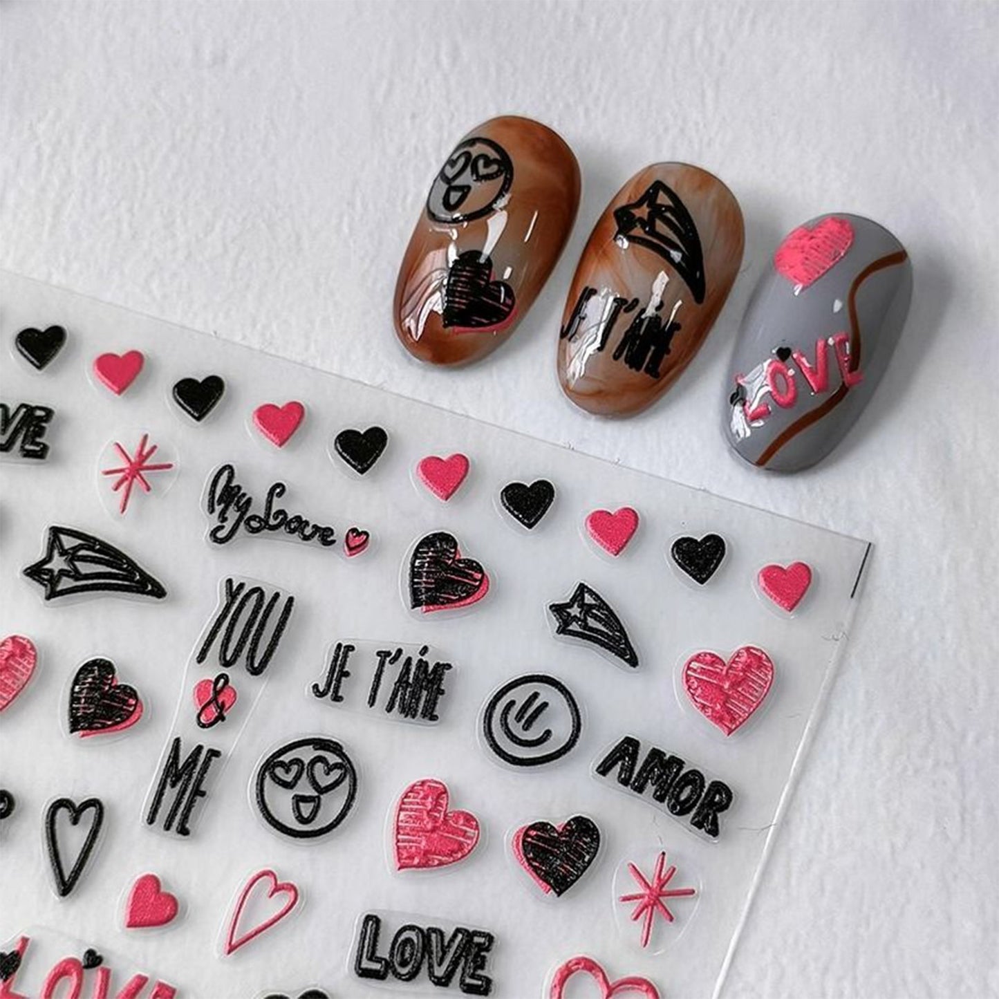 Cute Nail Art Stickers 3D 5D Embossed Nail Art Design Nail Art Supplies Women Decoration