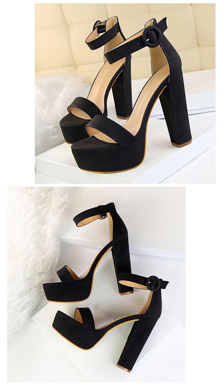 Busy Girl DS3007 Fashion Thick Heel Suede Open Toe Single Strap Sexual Shoes Women Thick Sole Sandals